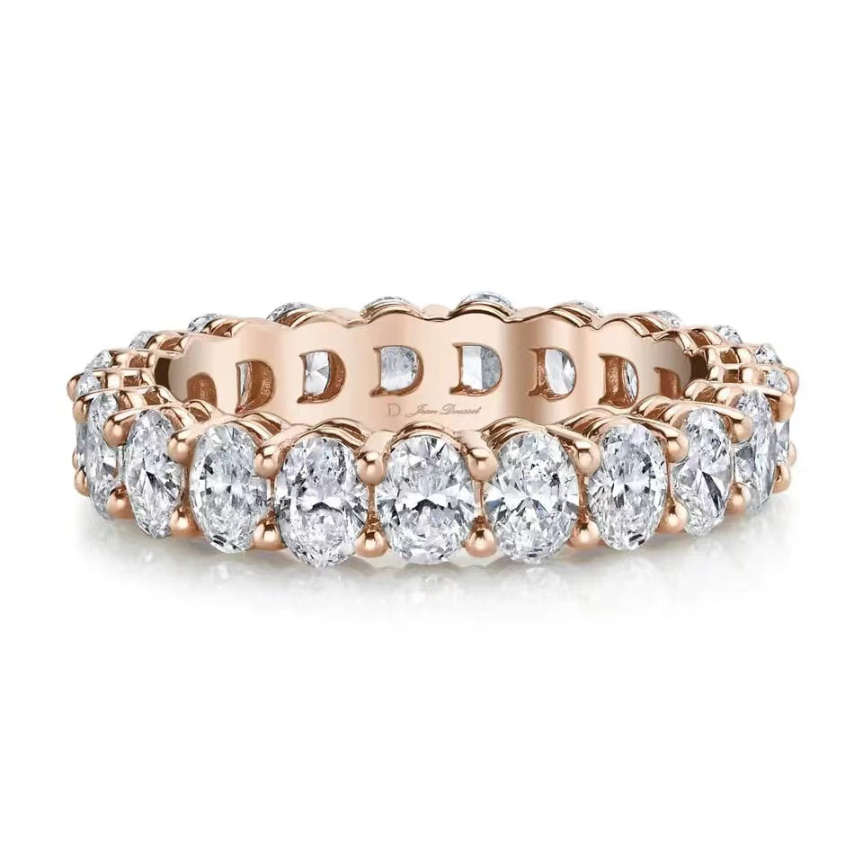 DBES-R7832215-D letter, egg-shaped diamond, prong set with diamonds, bar ring