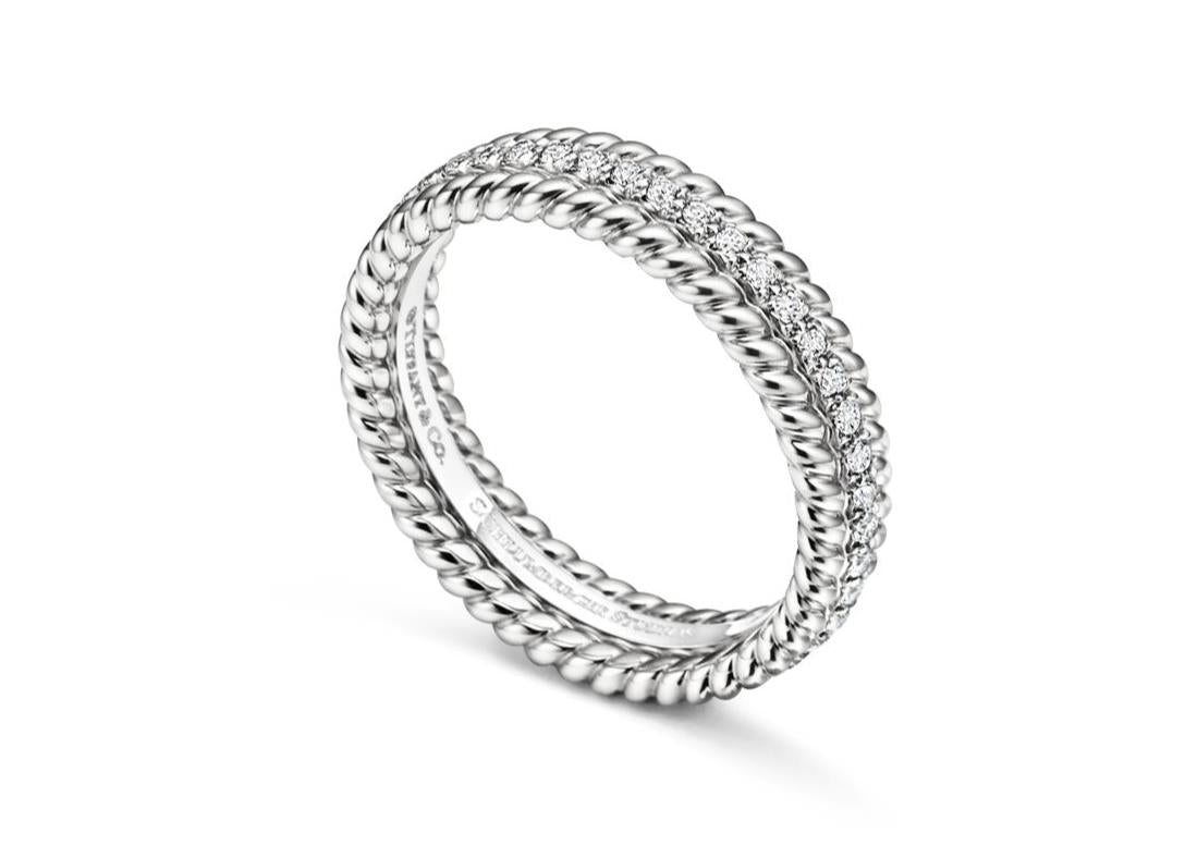 TIF76427216 twisted rope diamond double row ring