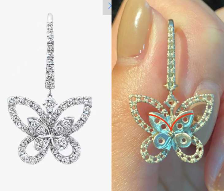 GLF-RGE1617 double wings butterfly earrings