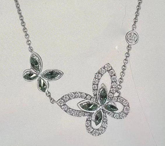 GLF-3550101 full diamond double butterfly blister combination bolt chain pendant necklace