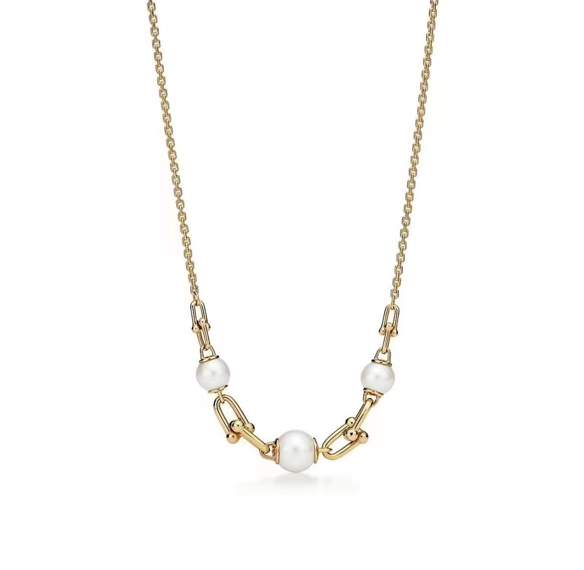 TIF70606100U-shaped hollow ball pearl necklace