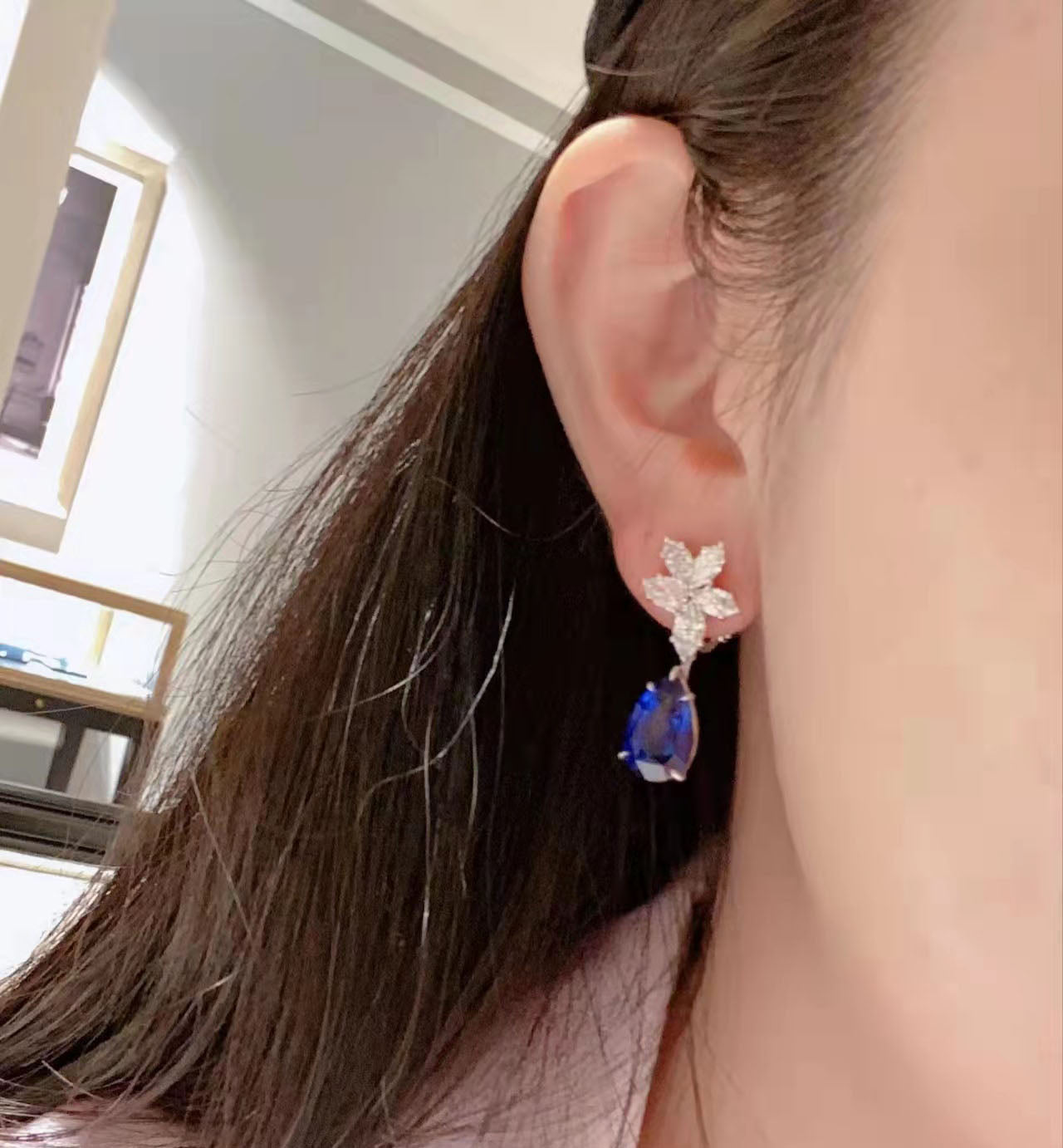 HW-EAD431632 water drop marquise combination stone earrings