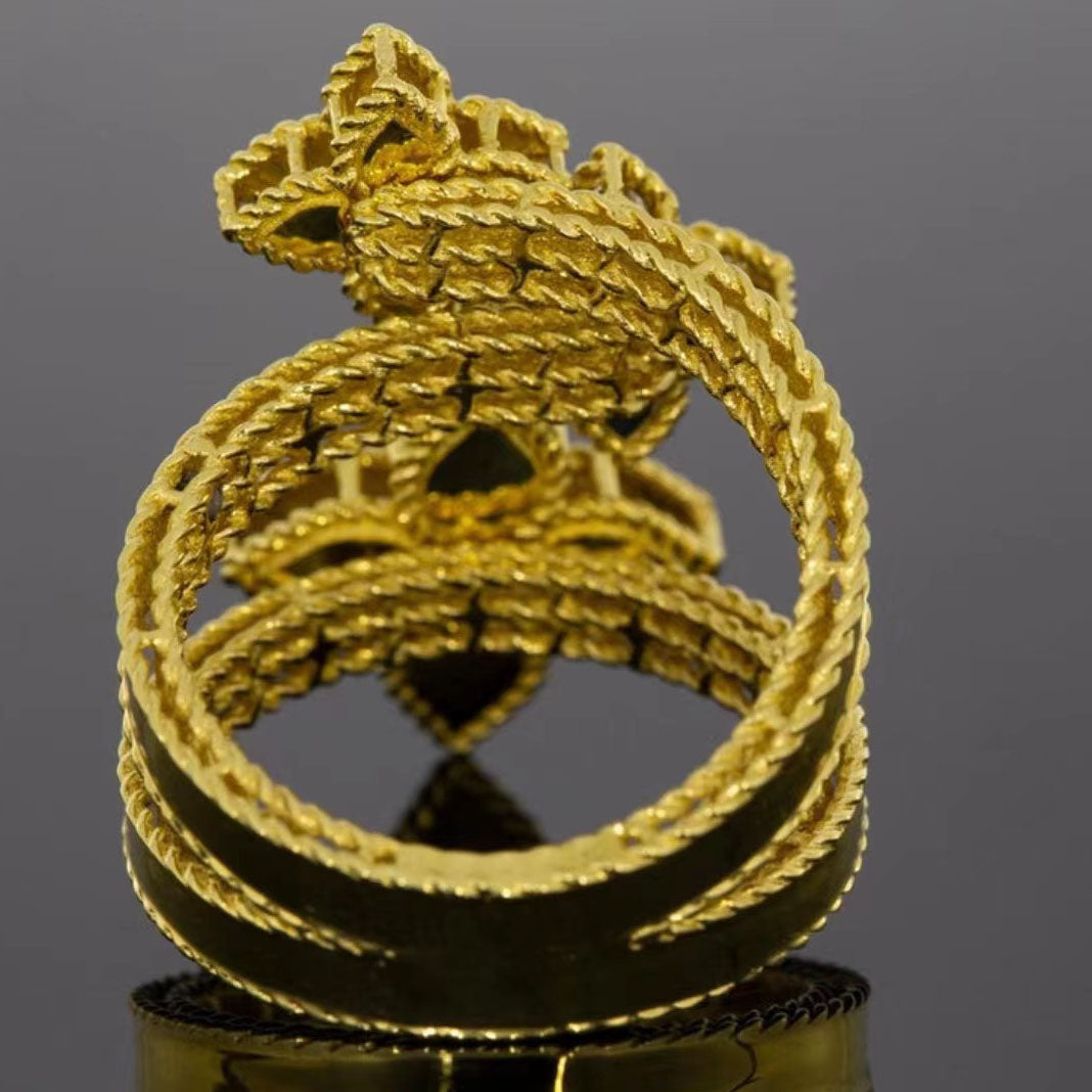 LBT-ADR777RI0646扭绳4花四叶草戒指17.5#