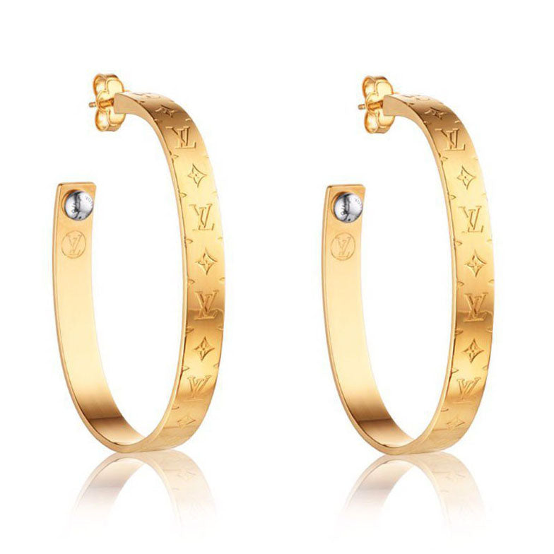 LV-M00220 Letter Earrings C-shaped Stud Hoop Earrings