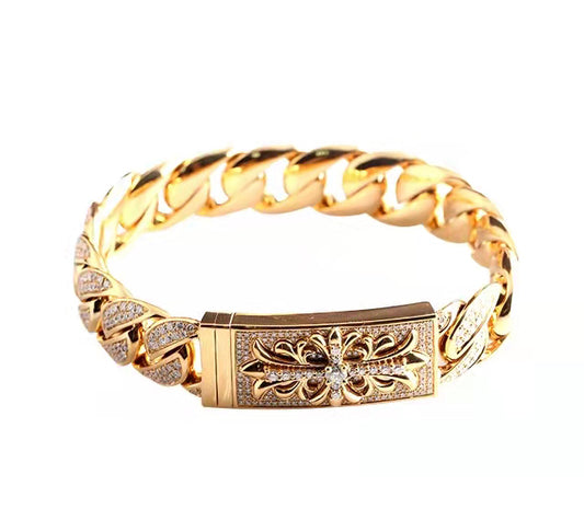 KLX-SZ79316965 stone-set, retro, cross, twisted figure 8, denim bracelet