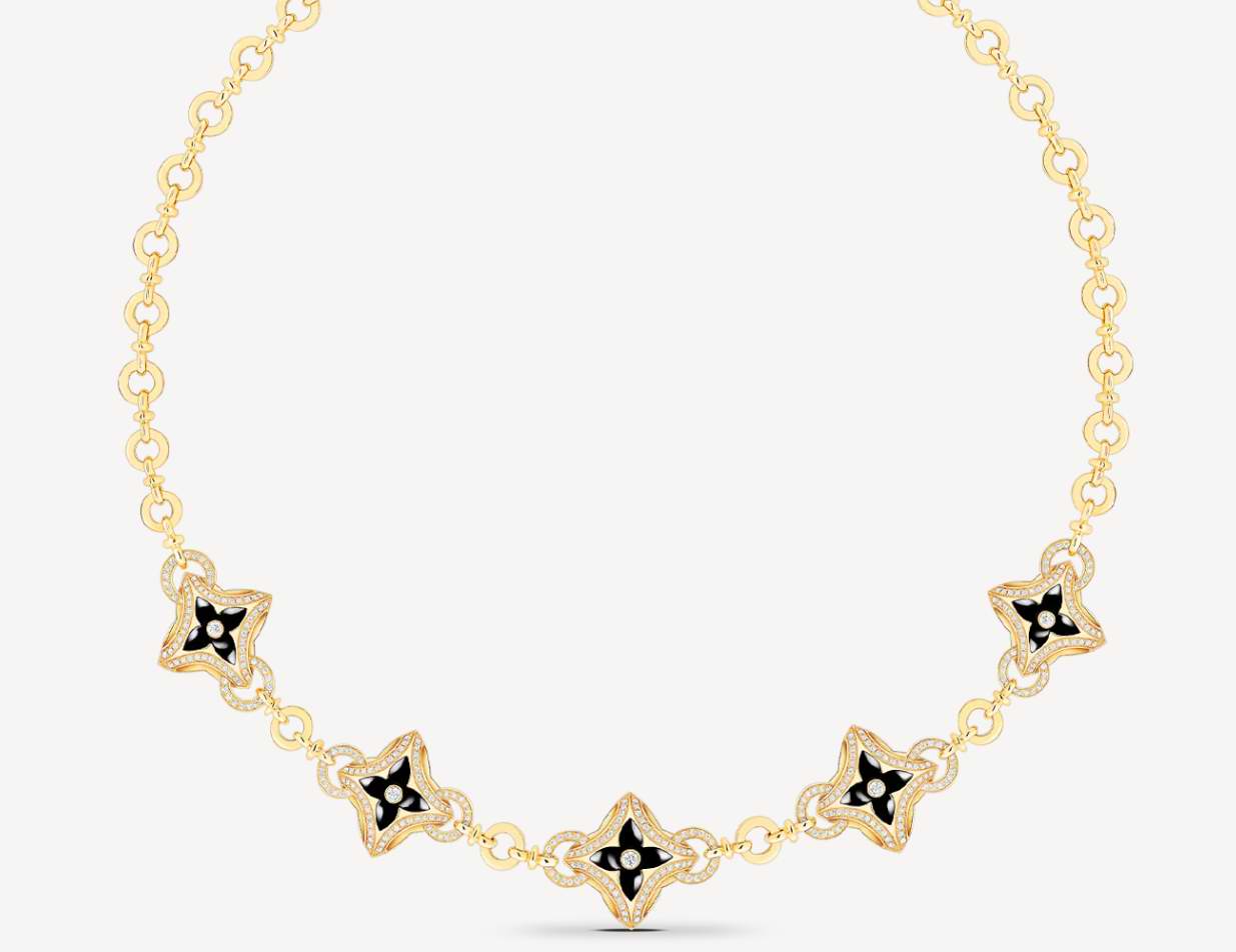 LV-Q94523 black agate plum blossom dart necklace