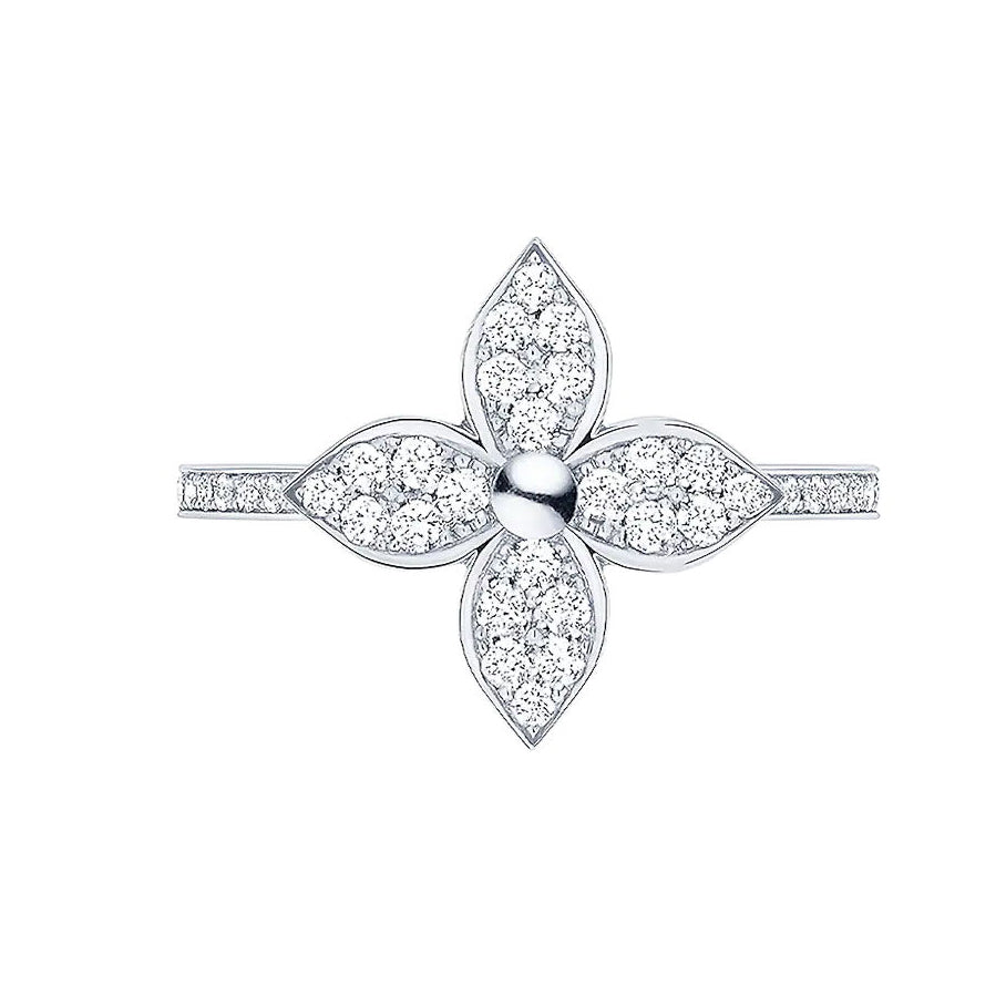 LV-Q9O55A梅花标平面满钻戒 0.3ct 12#
