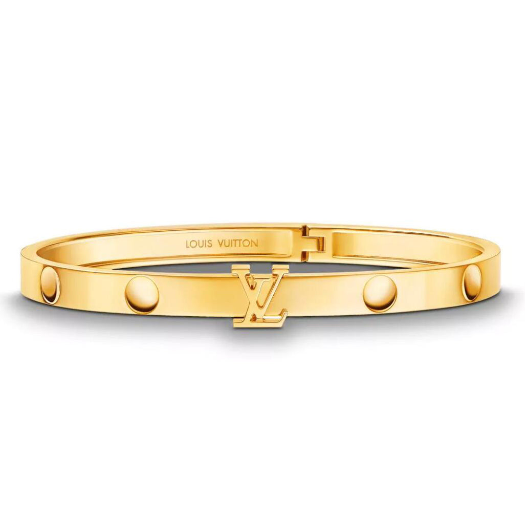 LV-Q95625 width 5.2MM letter LV light gold bracelet 14.5#