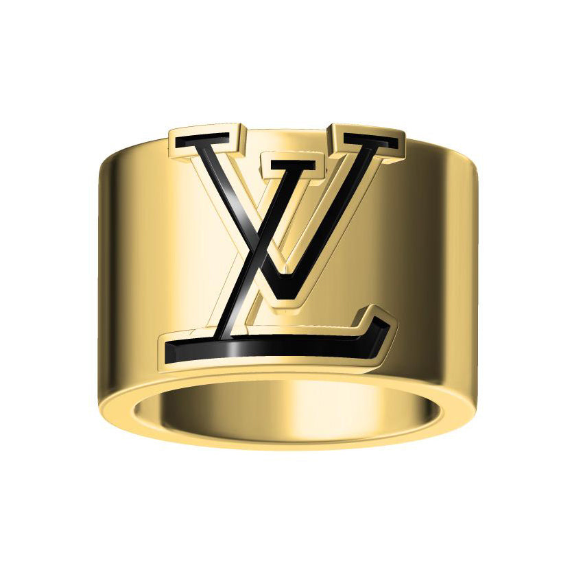LV-Q85078 Width 10mm Letter Light Gold Ring 13.5
