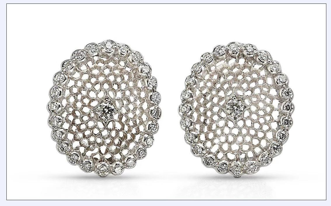 BQLT-ES16090361 egg-shaped middle honeycomb grid earrings