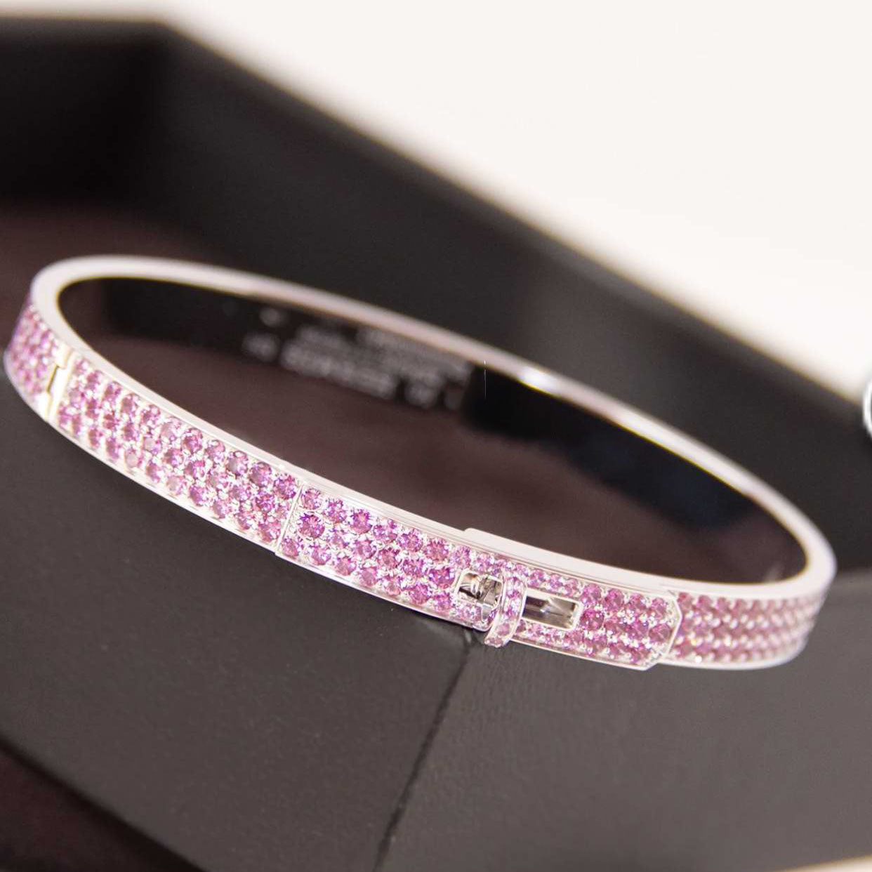 AiHshi-H135061B 6mm pink diamond twist ring bracelet 15#