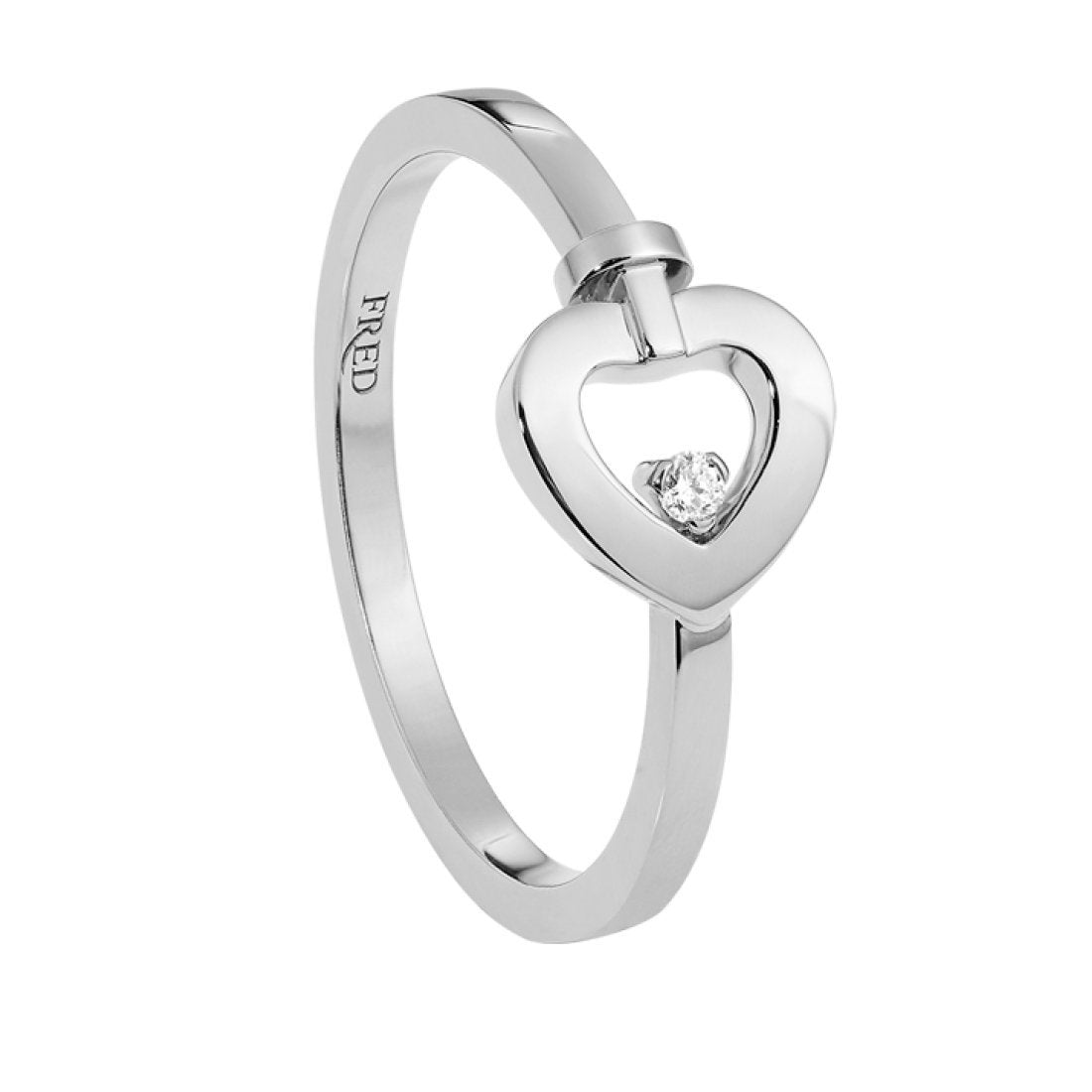 FLD-4B0972 light gold middle single diamond ring, heart shape