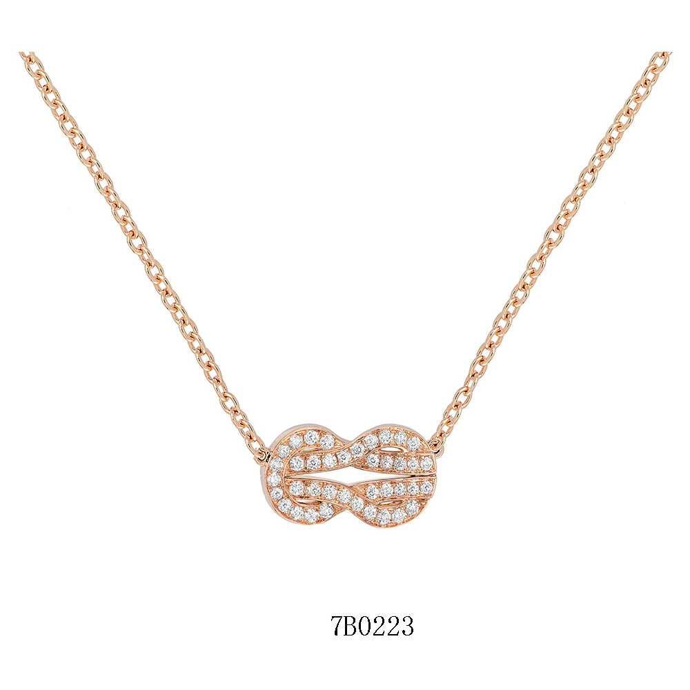 FLD-7B0224 twisted rope full diamond tether pendant necklace