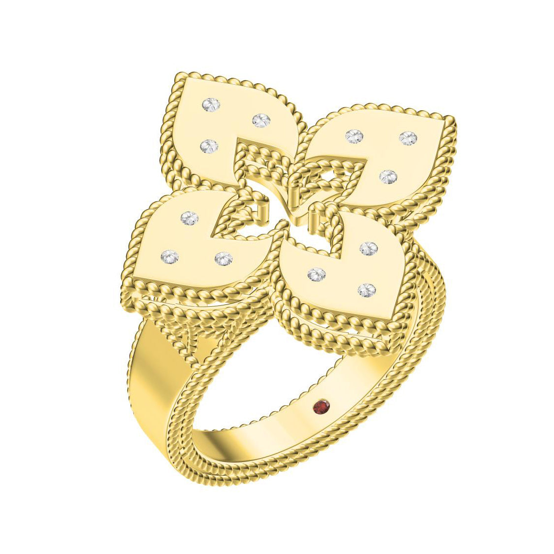 LBT-CQ654823四叶草25mm扭绳、光金3钻戒指