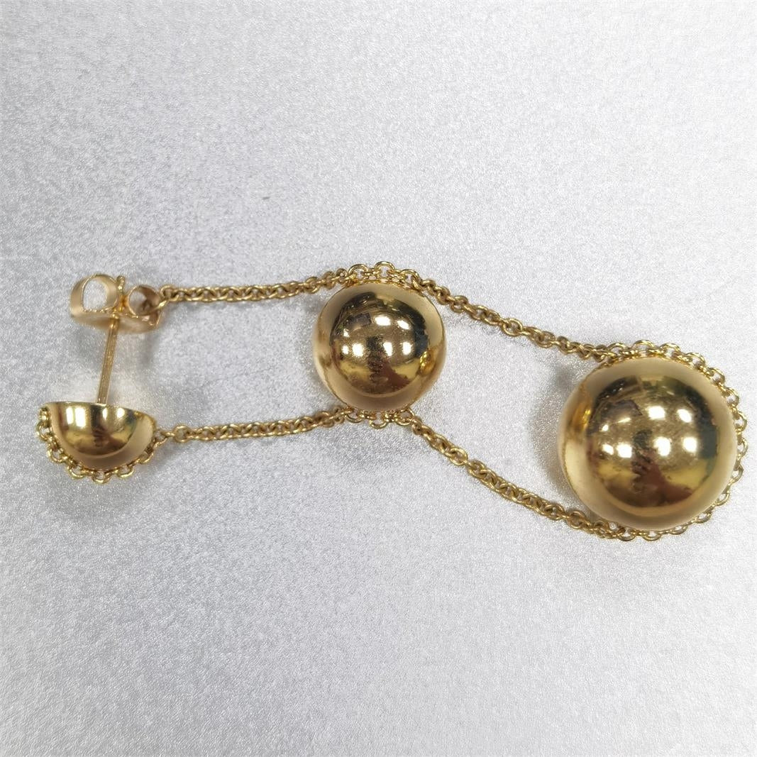 TIF86292960 Light Gold Edition Triple Gold Beads Ball Earrings