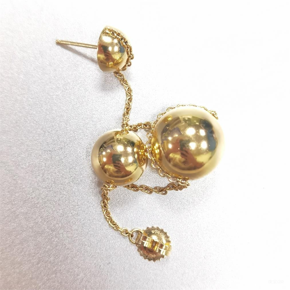 TIF86292960 Light Gold Edition Triple Gold Beads Ball Earrings