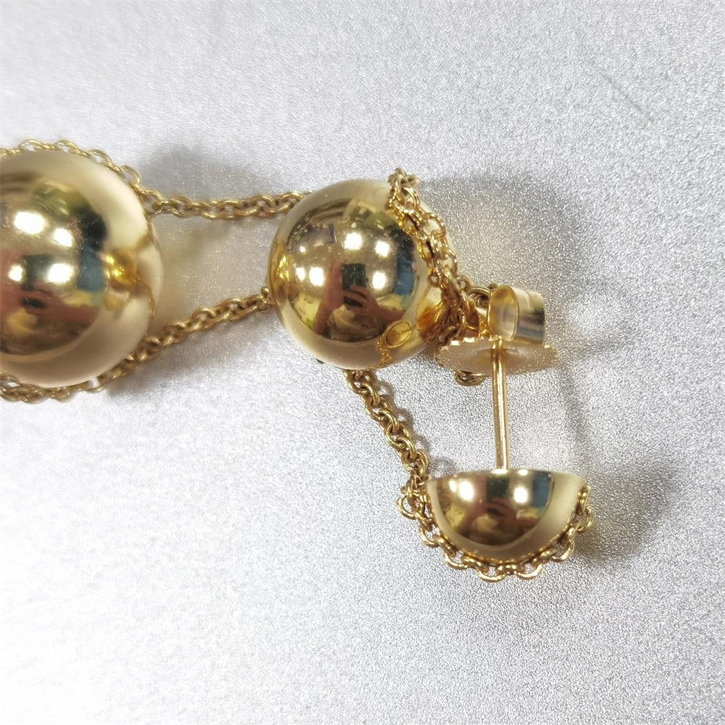 TIF86292960 Light Gold Edition Triple Gold Beads Ball Earrings
