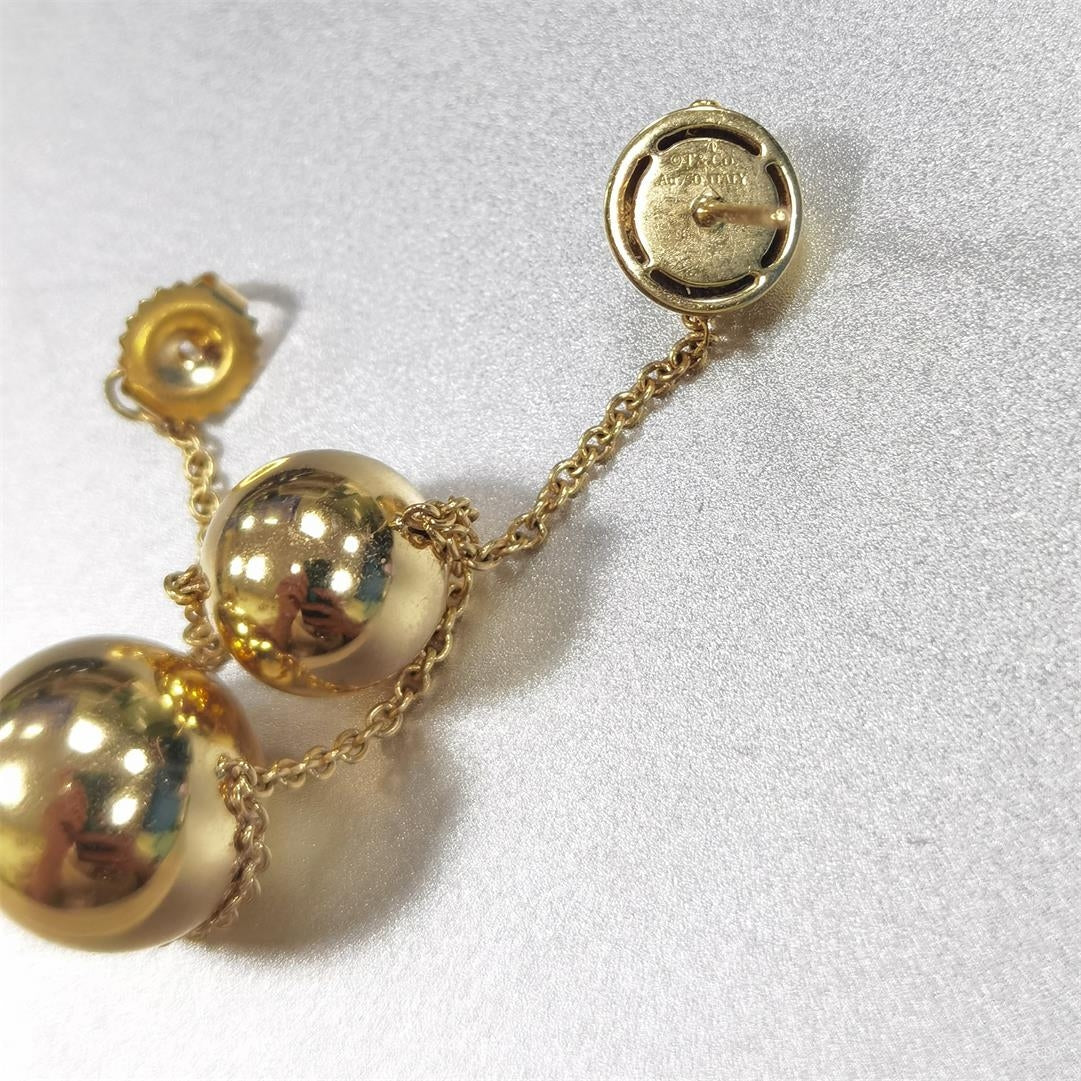 TIF86292960 Light Gold Edition Triple Gold Beads Ball Earrings