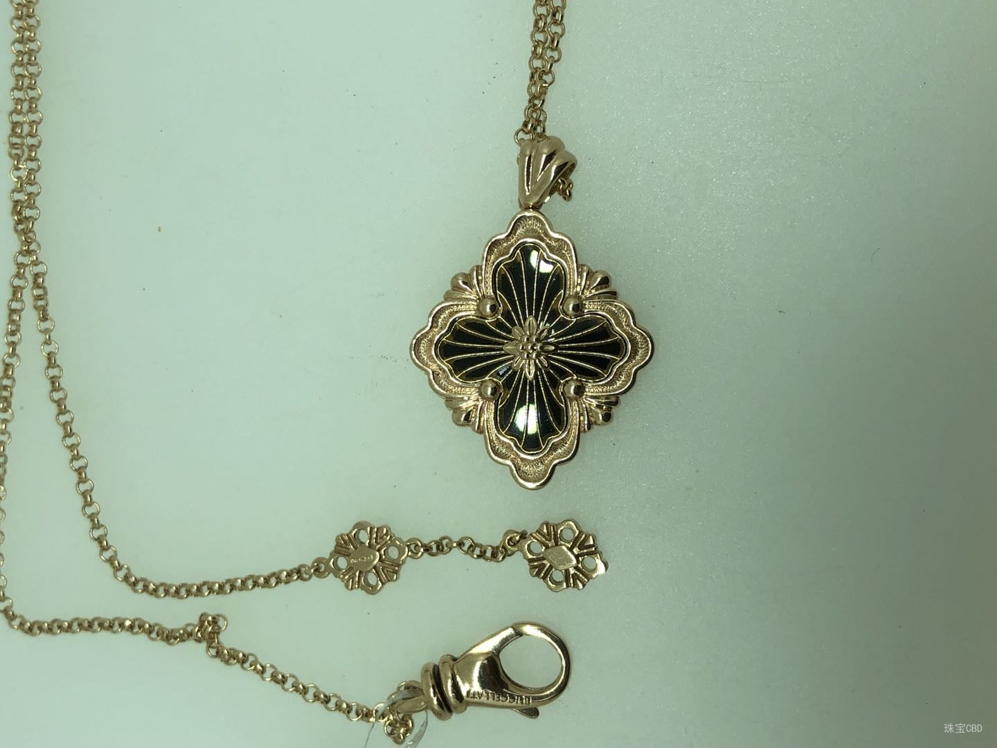 BQLT-gold agate European-style four-leaf clover pendant