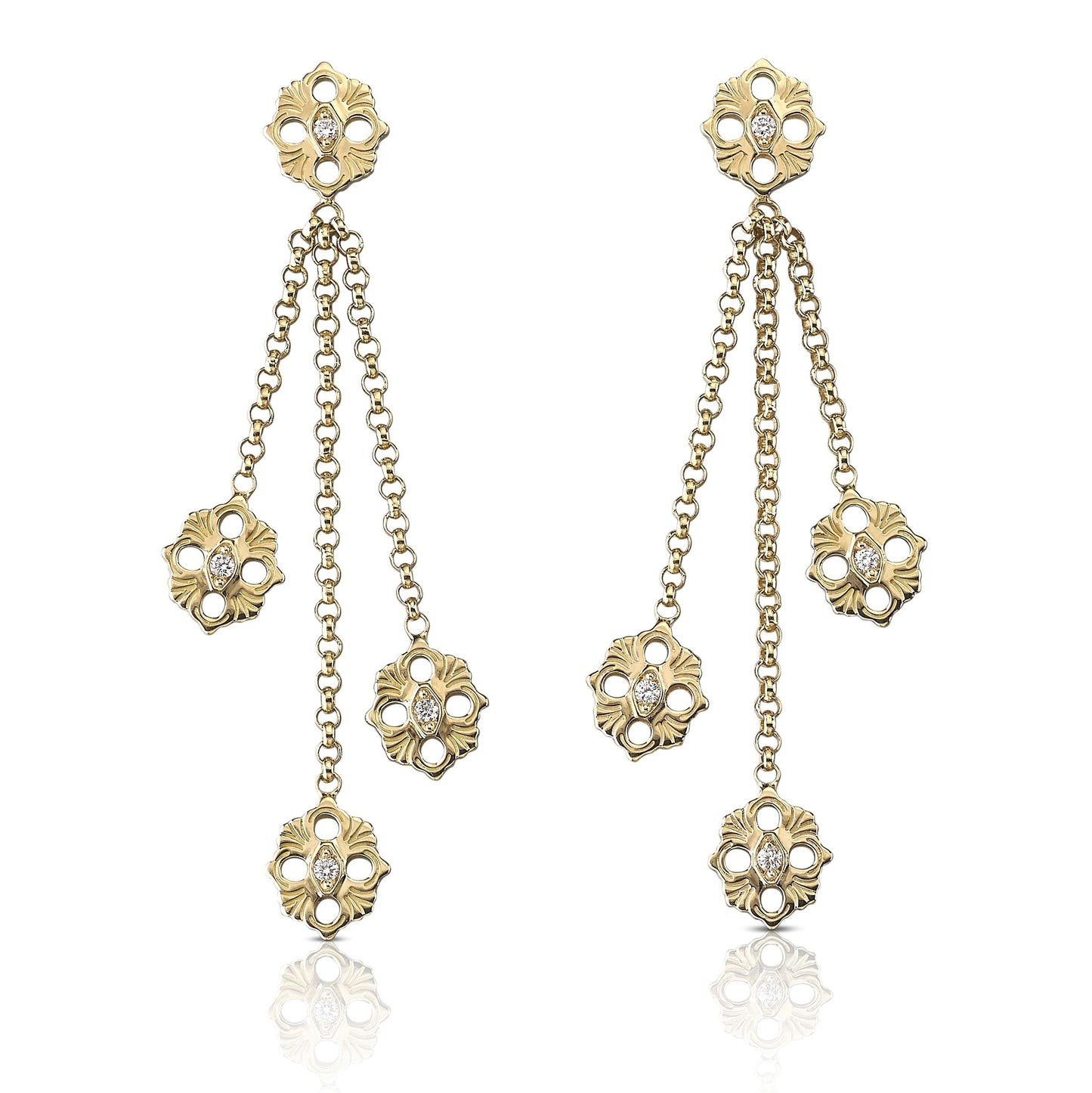 BQLT-JAUEAR013858菱形花边中间镶钻耳钉