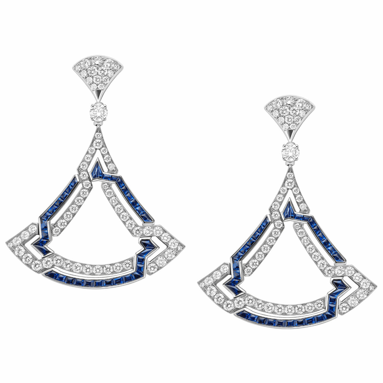 BGL-261840 full diamond double fan-shaped hollow fan skirt earrings