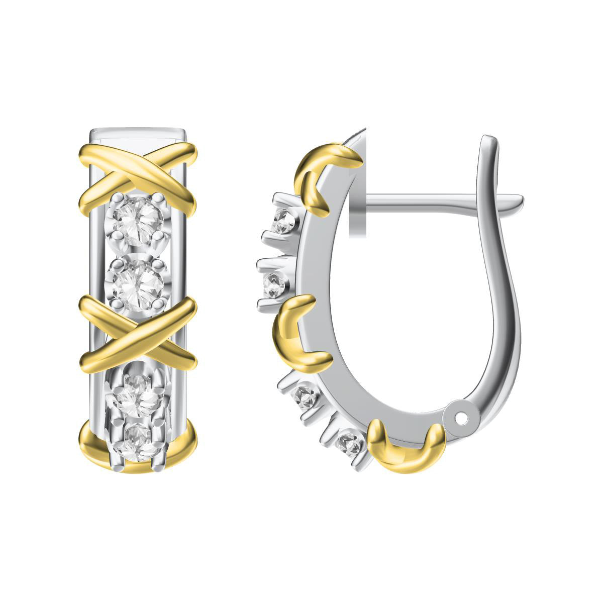 TIF72212135 semicircle open fork cross earrings