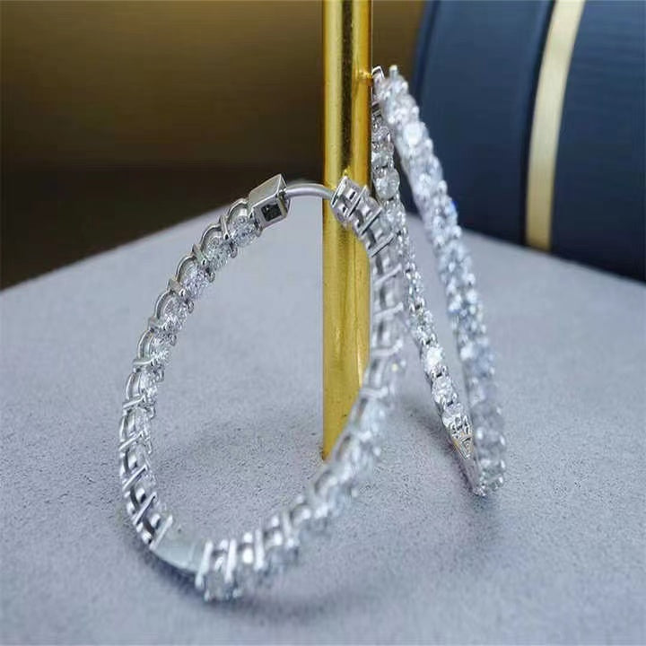 TIF87967418 four-prong inlaid large hoop earrings