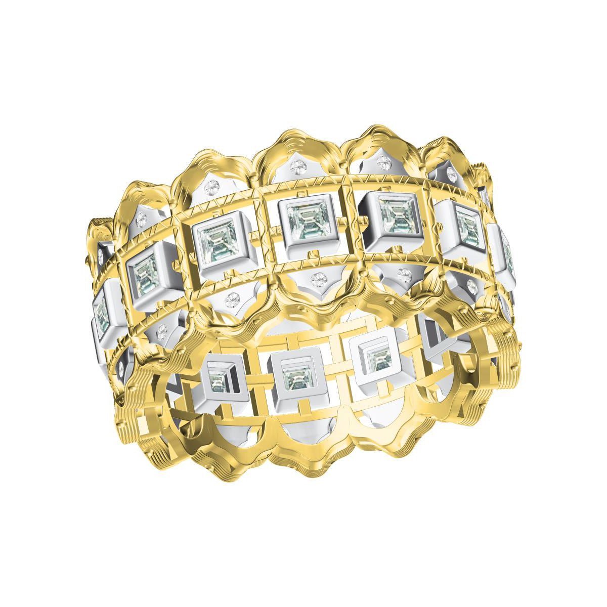 BQLT-round wave lace wide strip ring