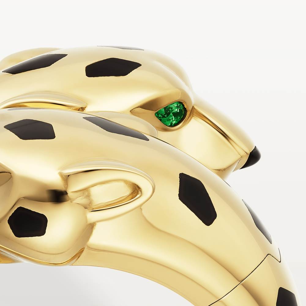 KDY-N4780900 open bright gold roll full diamond double-headed leopard agate ring