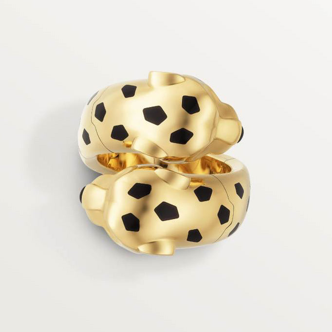 KDY-N4780900 open bright gold roll full diamond double-headed leopard agate ring