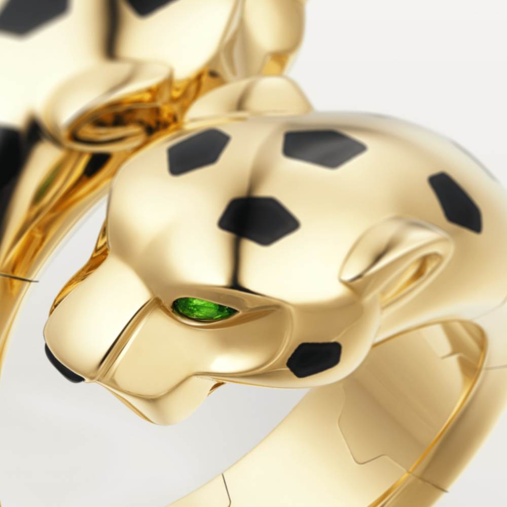 KDY-N4780900 open bright gold roll full diamond double-headed leopard agate ring