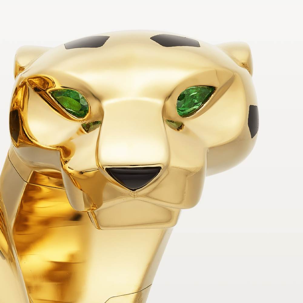 KDY-N4780900 open bright gold roll full diamond double-headed leopard agate ring