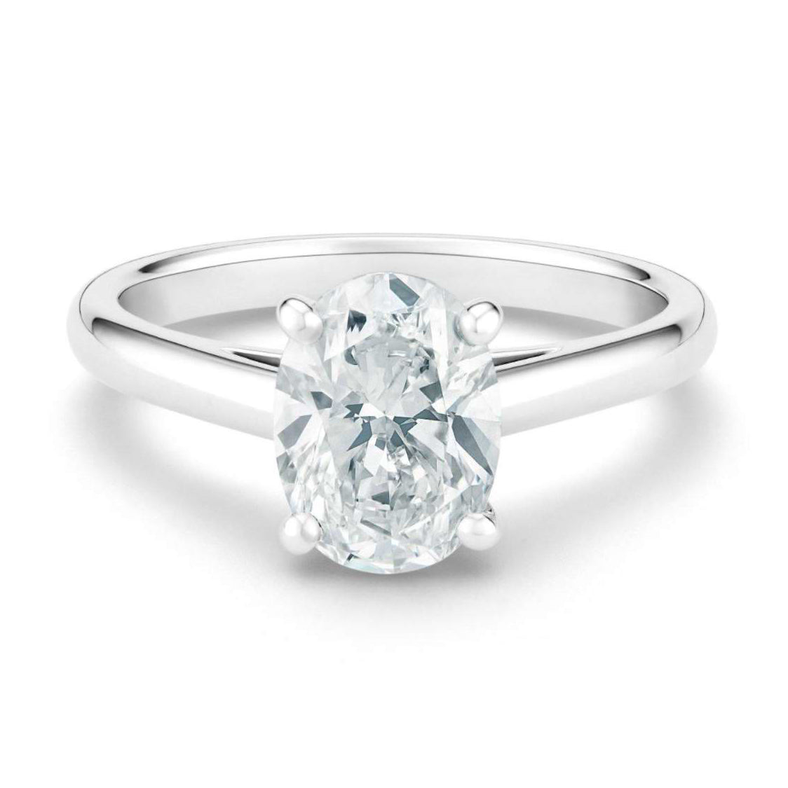 DBES-R102260 egg-shaped stone four-claw diamond ring light gold straight arm