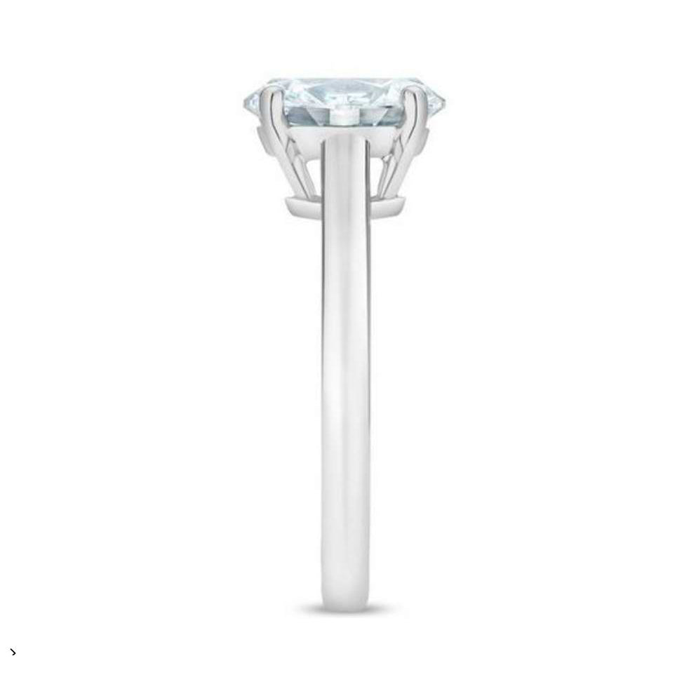 DBES-R102260 egg-shaped stone four-claw diamond ring light gold straight arm