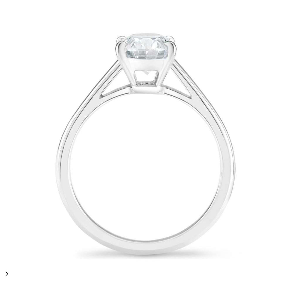 DBES-R102260 egg-shaped stone four-claw diamond ring light gold straight arm