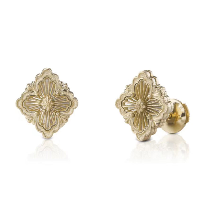 BQLT-JAUEAR017810 middle ribbon agate earrings 14X12.5MM European style four-leaf clover