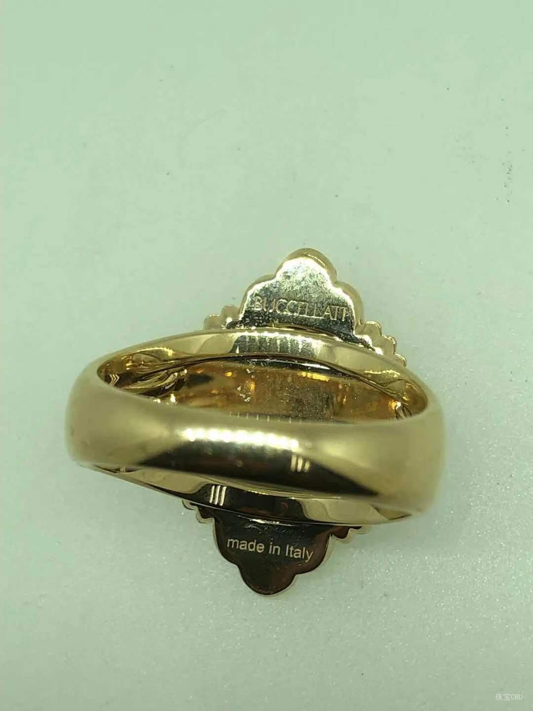 BQLT-JZ989905 European style four-leaf clover middle ribbon enamel light gold ring guest version