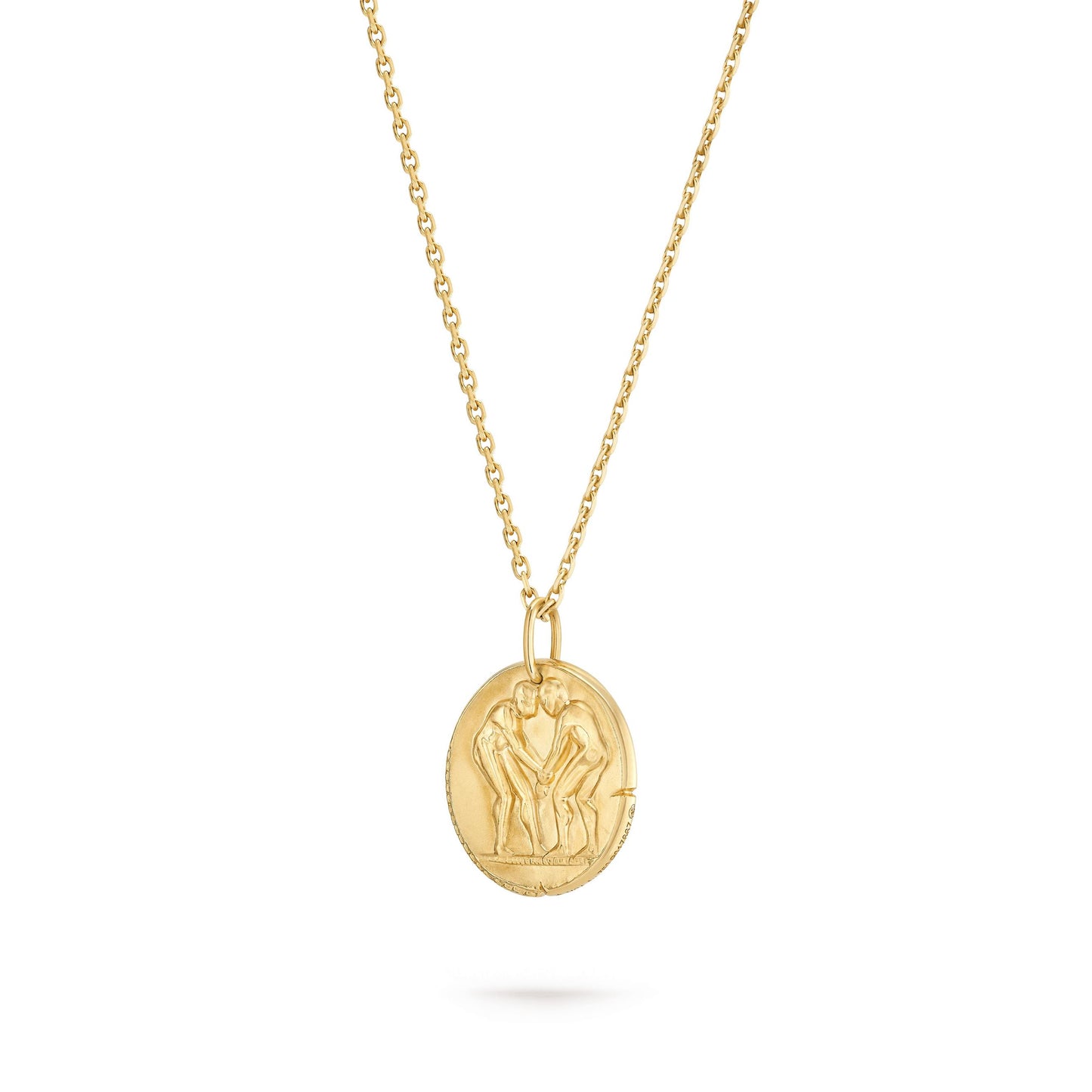 VCARP7SV00 Approximately 21mm solid version of light gold Gemini pendant constellation