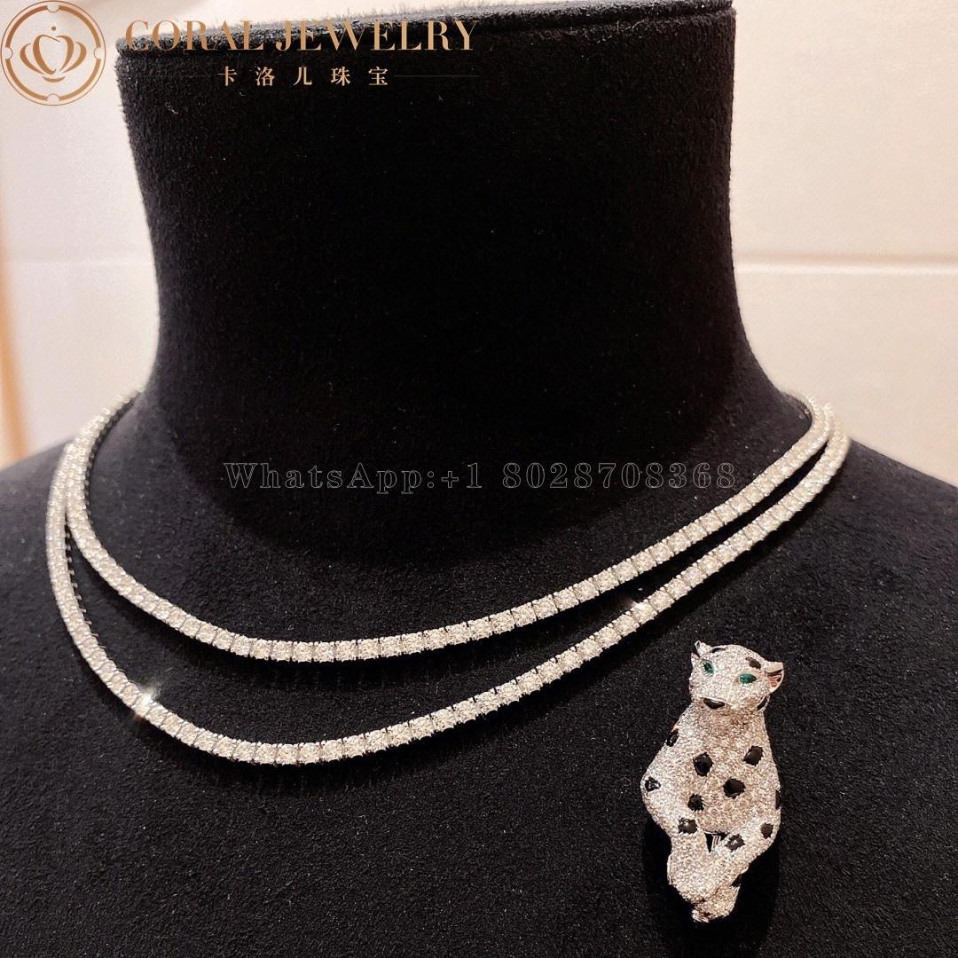 KDY-H7000539 double row chain cross feet leopard brooch necklace two wear style