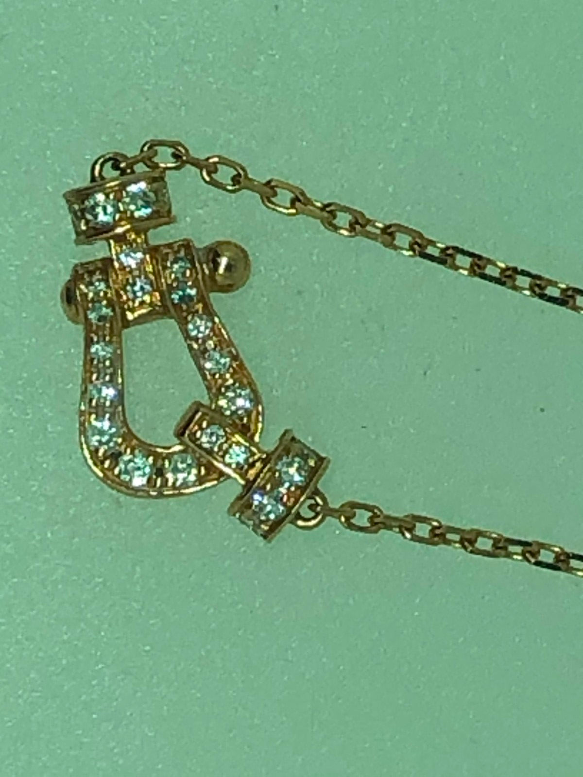 FLD-7B0191 Small diamond horseshoe chain pendant necklace