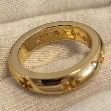 KLX-EQ65489 cross Sanskrit text printed light gold wave noodle ring guest version