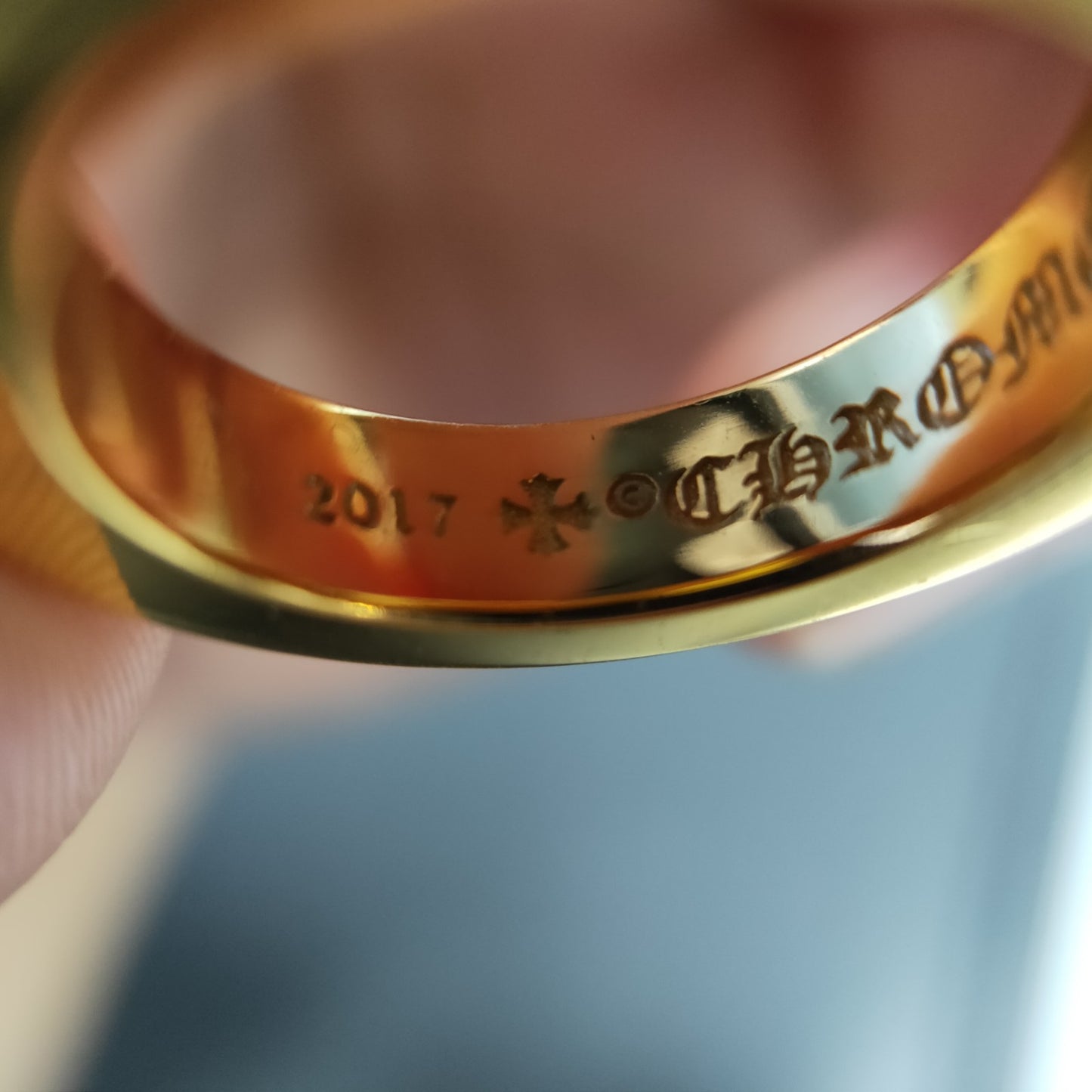 KLX-EQ65489 cross Sanskrit text printed light gold wave noodle ring guest version