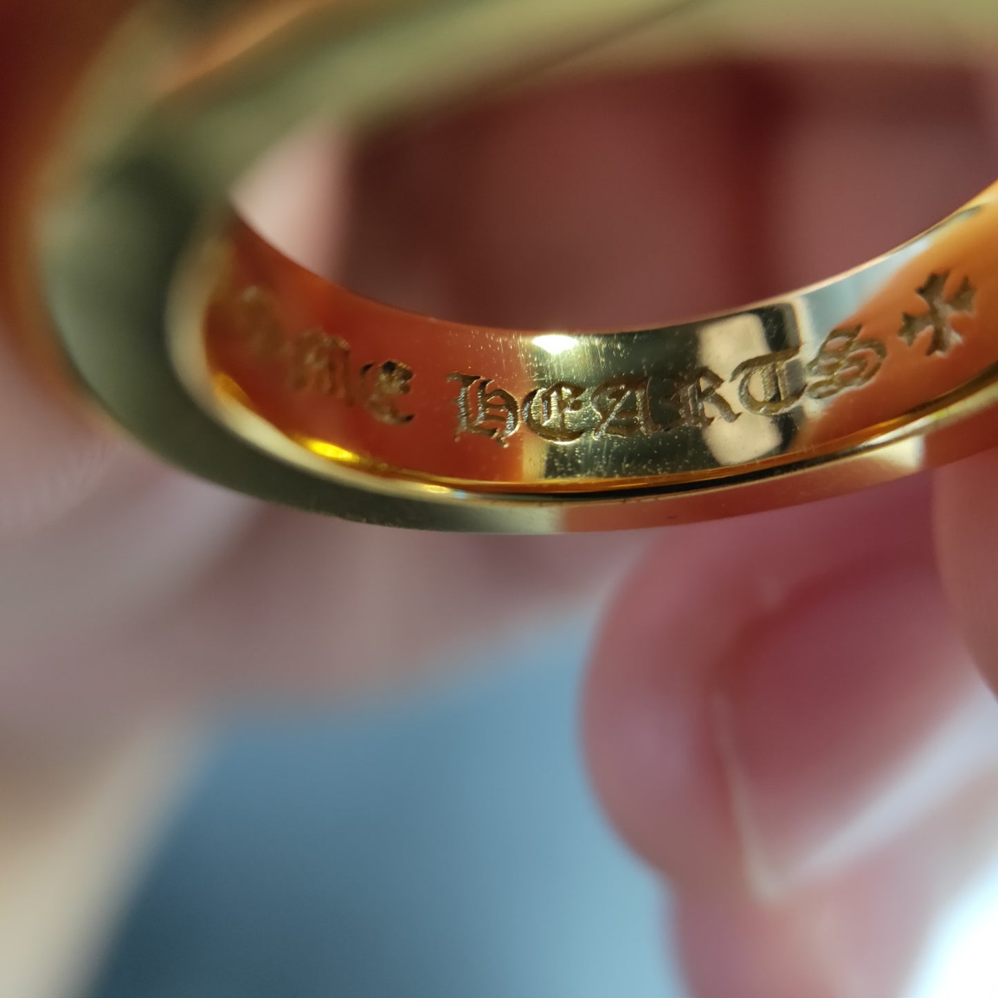 KLX-EQ65489 cross Sanskrit text printed light gold wave noodle ring guest version