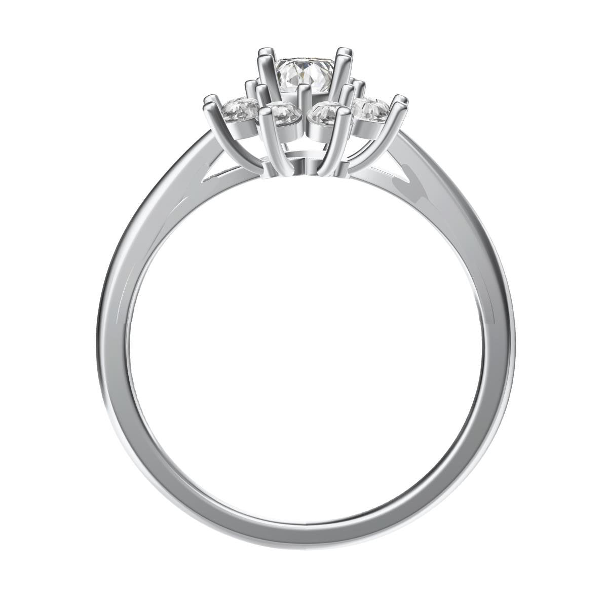 HW-大圆钻0.3ct雪花交叉四爪爪镶围石光金粗细直臂