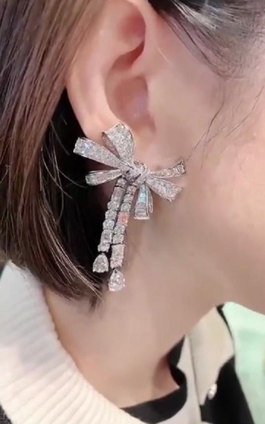 GLF-RGB2561彩宝梯方蝴蝶结耳环