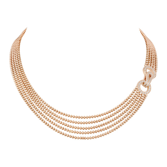 KDY-N7424425 geometric clip double circle bead necklace (beads 2mm, circle 13.2mm)