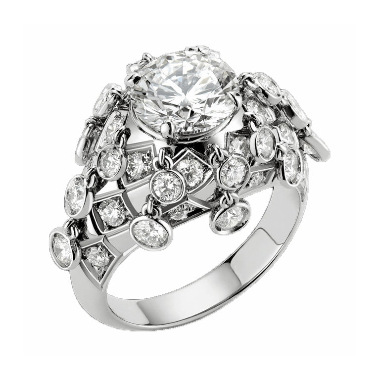 BGL-261780 Crossed Four Claw Diamond Ring