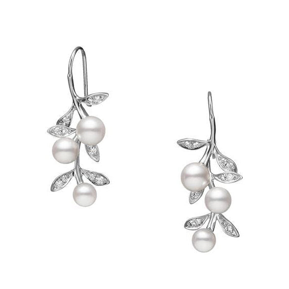 YMB-PE-1449PU olive leaf pearl earrings