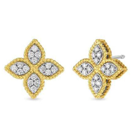 LBT扭绳四叶草梅花镖光金耳钉