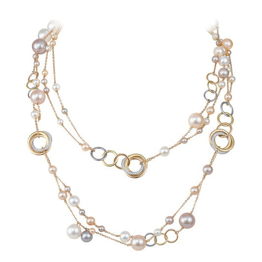 KDY-N7067400 three-color ring pearl necklace